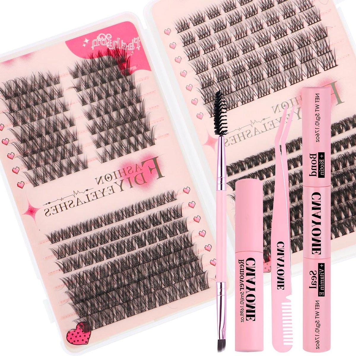 Complete Set Wimperextensions 30D tot 100D met 2-in-1 Hechting & Verwijderaar - DIY Wimperverlenging voor Natuurlijke Look, Volume en Lange Wimpers van 8-16 mm