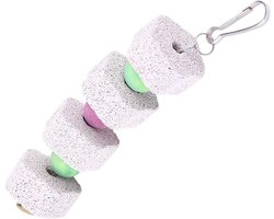 Tandenslijpsteen Speelgoed - Kauwspeelgoed Vogels - Tandgezondheid Bevorderen - Veilig Mineraal Materiaal - 21 x 4 cm - Lichtgrijs
