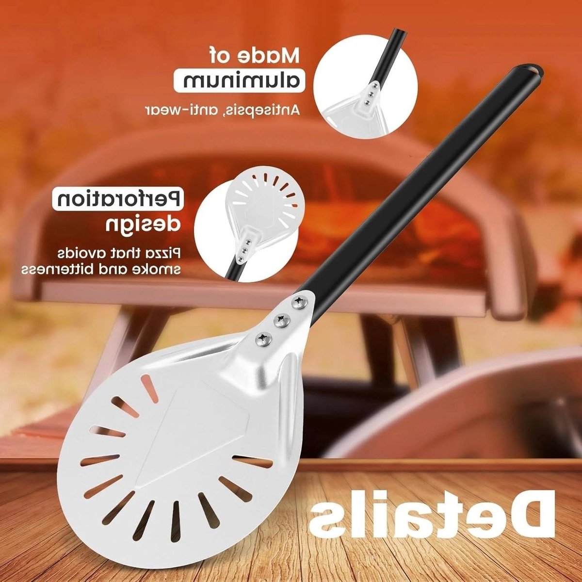 Pizzaschep Rond - Pizza Schep - Brood Bakken - Glad Oppervlak - 18 cm - Zwart