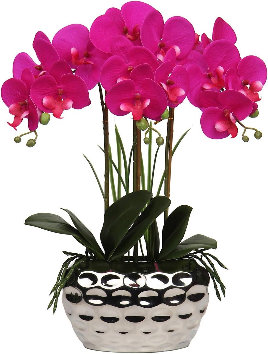 Kunstorchidee met Pot - Nep Orchidee Decoratie - Woonkamer Decoratie - Realistisch Uiterlijk - 44 cm Hoog - Paars
