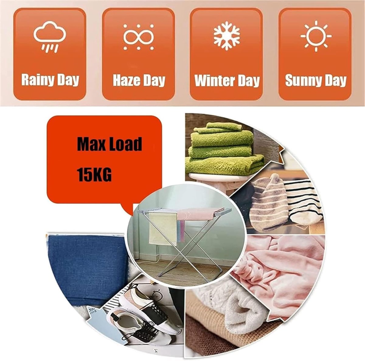 Verwarmd Droogrek - Handdoekwarmer Droger - Kleding Drogen - 20 Verwarmde Buizen - 147x54x94 cm - Wit thumbnail 5