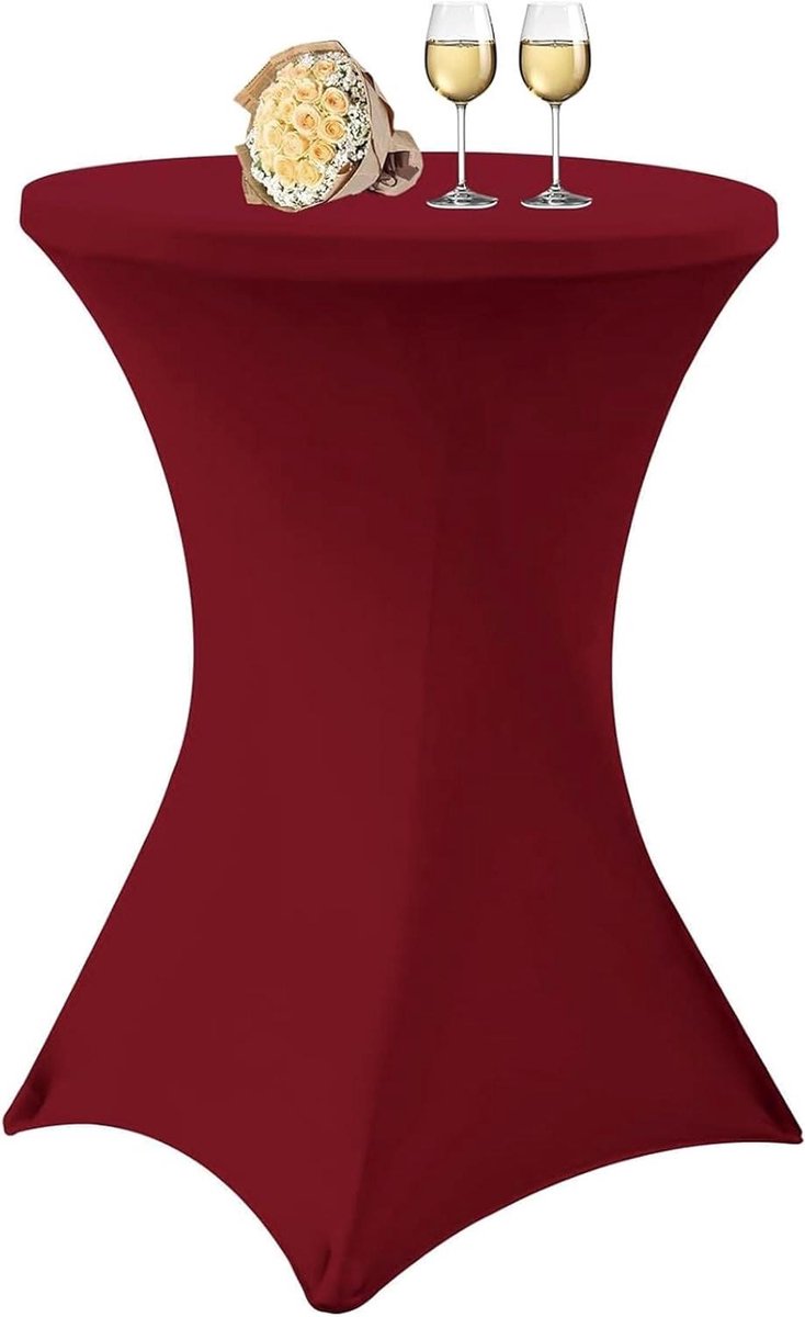 Statafelhoes Spandex - Bistrotafelkleed Cocktailtafelhoes - Feestdecoratie - Kreukvrije pasvorm - Ø 60-80 cm - Bordeaux