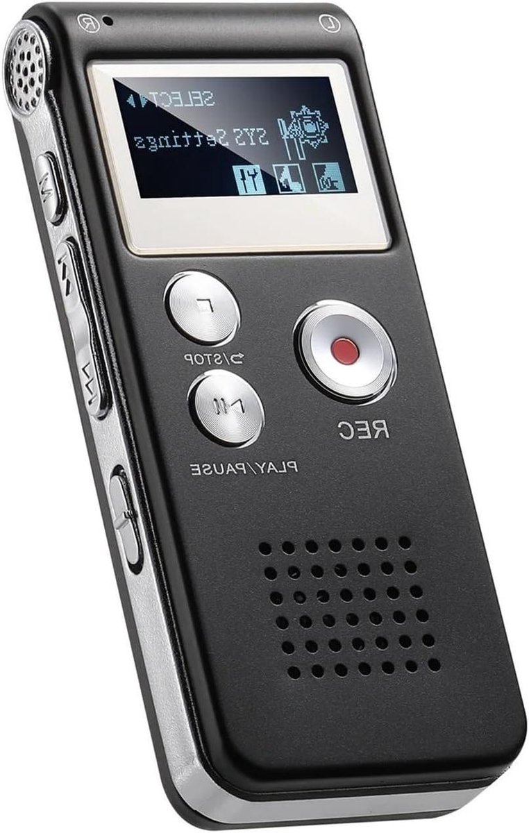 Digitale Recorder - Mini Dictafoon - Opnemen Colleges - MP3 en USB - 16GB - Zwart