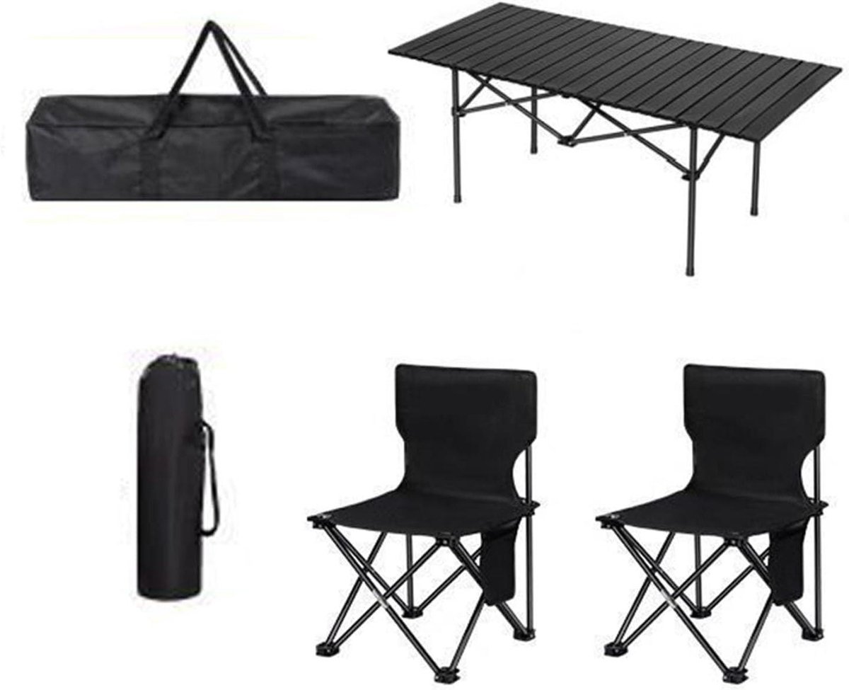 Campingtafel Stoelenset - Opvouwbare Tafel - Buitenactiviteiten - Lichtgewicht Draagbaar - 120 cm - Zwart