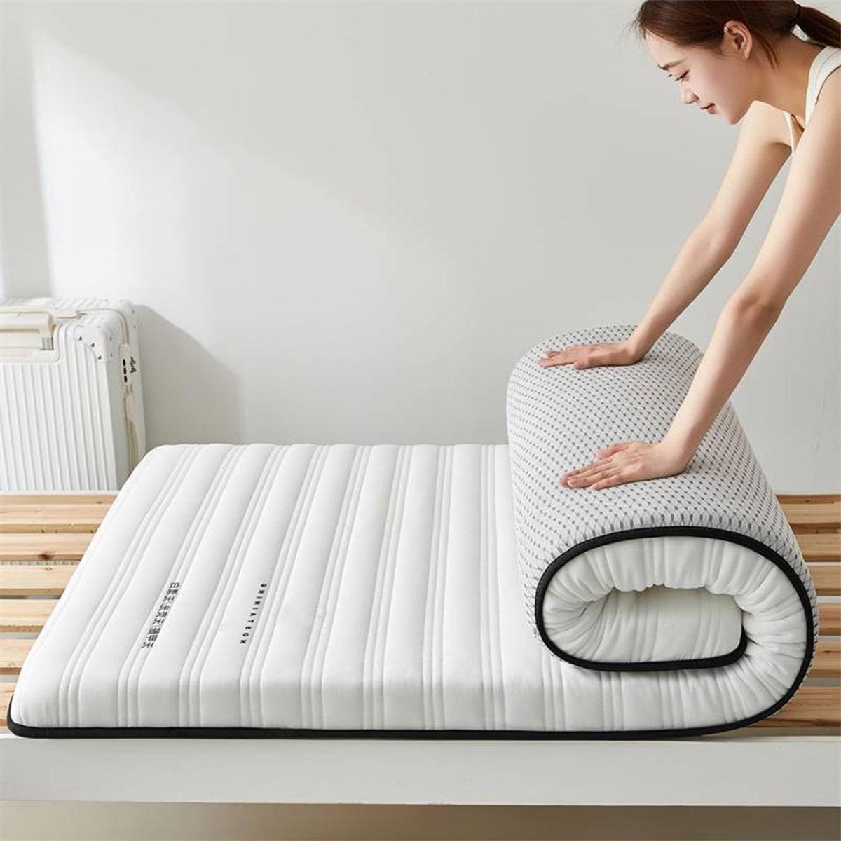 Futon Matras - Japanse Vloermatras - Ruimtebesparend Slapen - Ergonomisch Ontwerp - Queensize - Wit
