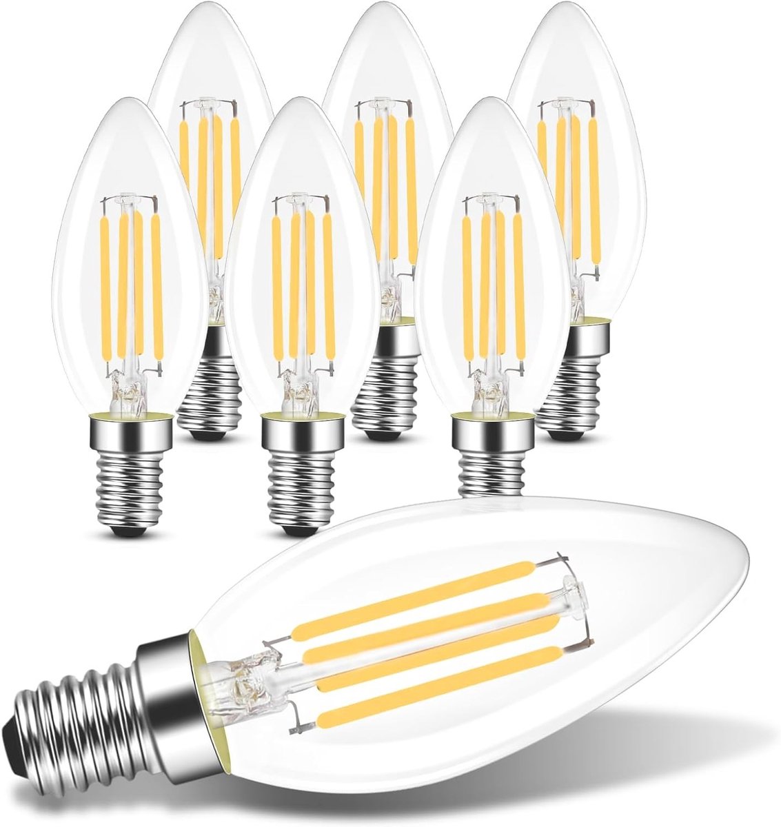 Set van 6 Warm Witte LED Kaarslampen E14 4W 2700K Retro Edison Vintage Energiezuinig Verli