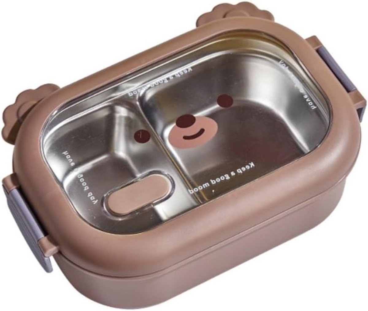 Magnetron Voedselcontainer - Roestvrijstalen Lunchbox - Maaltijden Meenemen - Lekvrij Deksel - 22.5 x 14.5 x 8 cm - Koffiebruin