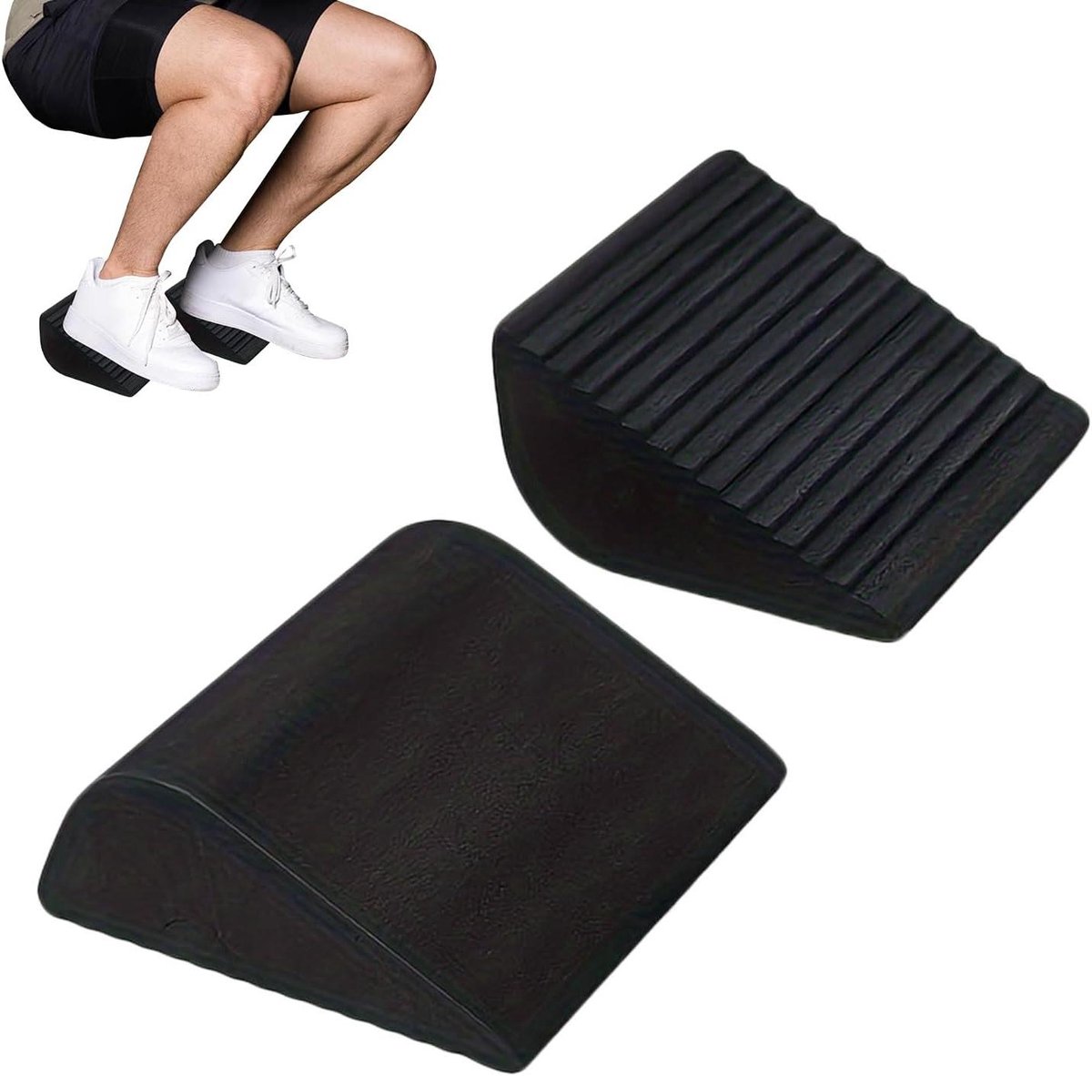 Squat Wig Blokken - Fitness Verhogers - Kracht Training - Ergonomisch Boogontwerp - 16.5 cm Lengte - Zwart