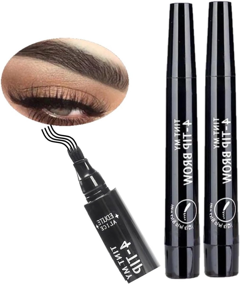Set van 2 Waterproof Oogpotloden voor Perfecte Wenkbrauwen, Natuurlijk en Veegvast, Zwart