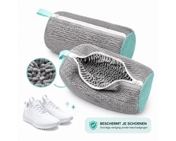 Tomec® Schoenenwaszak Set van 2 Stuks – 2-Delige Waszak Schoenen met Rits – Wasmachine Wasnet voor Schoenen & Sneakers – Aan Schoenvorm Aangepast Ontwerp – 360° Uitgebreide Reiniging