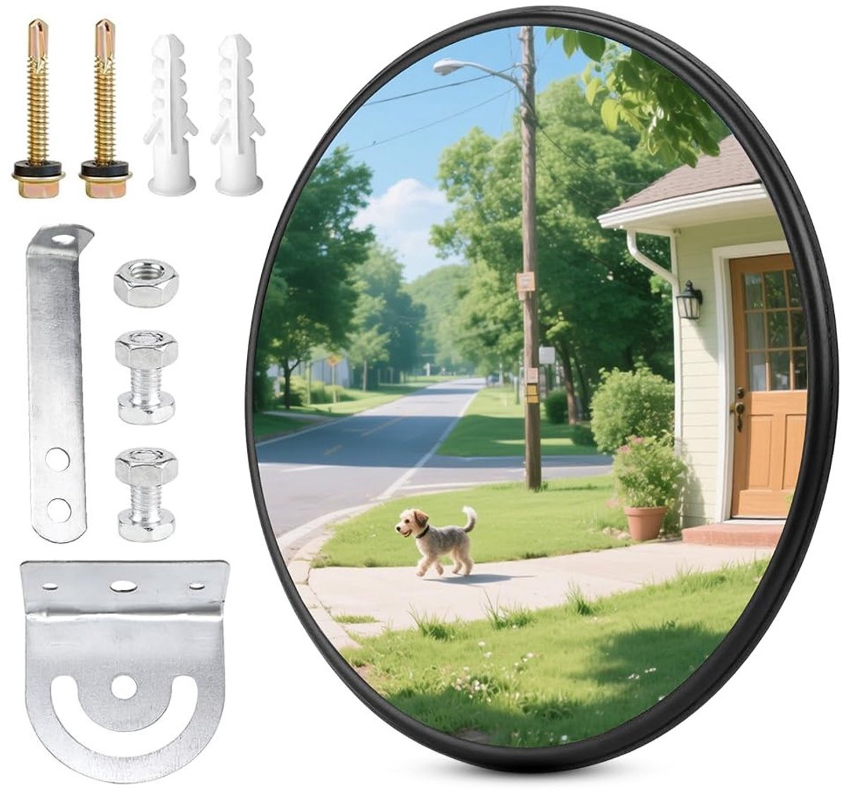 Weitwinkel Convex Spiegel 30 cm - Verstelbare Parabolische Verkeersspiegel voor Garages, Opritten en Tuinen