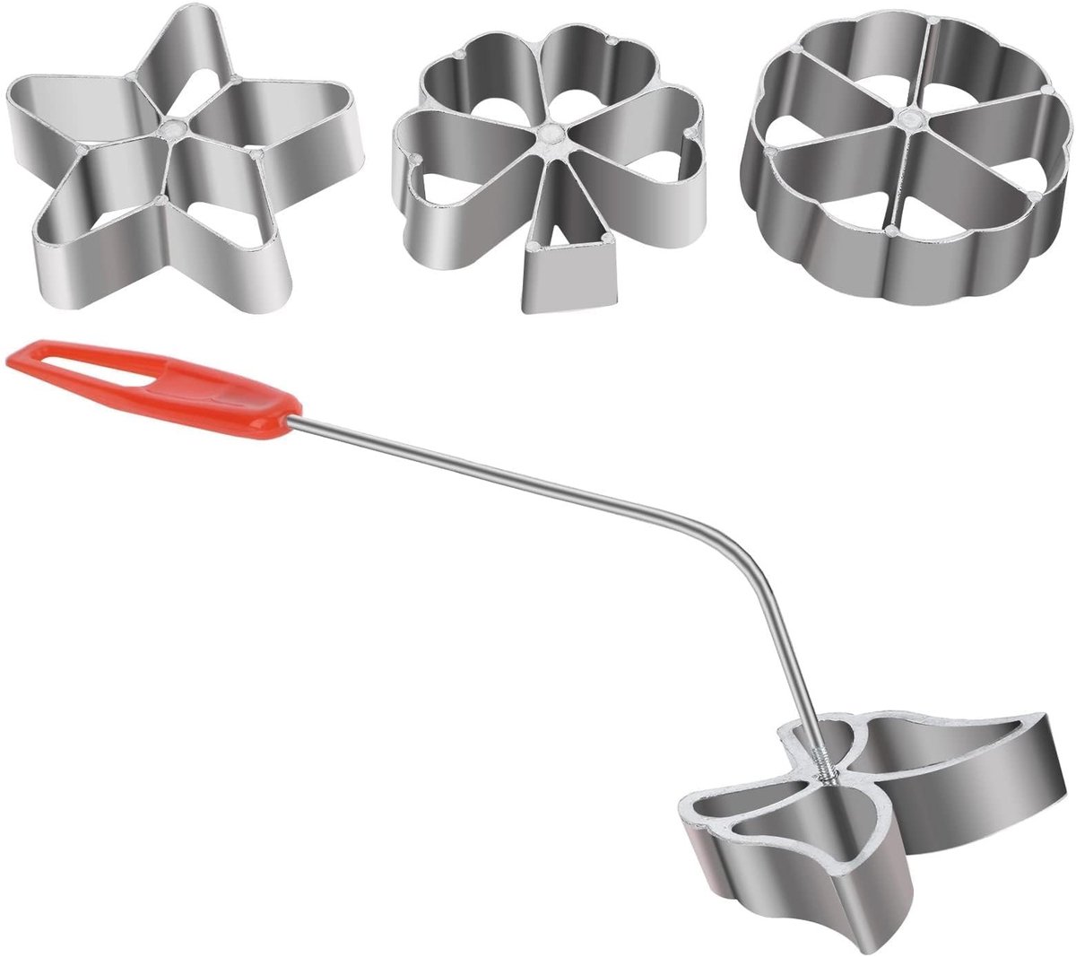 Dailygoody - 4-delige Rozet & Timbalenset - Aluminium Wafelvormen - Zilver - Rozetijzerset - Voor het maken van koekjes - Geschikt voor kinderen en fa