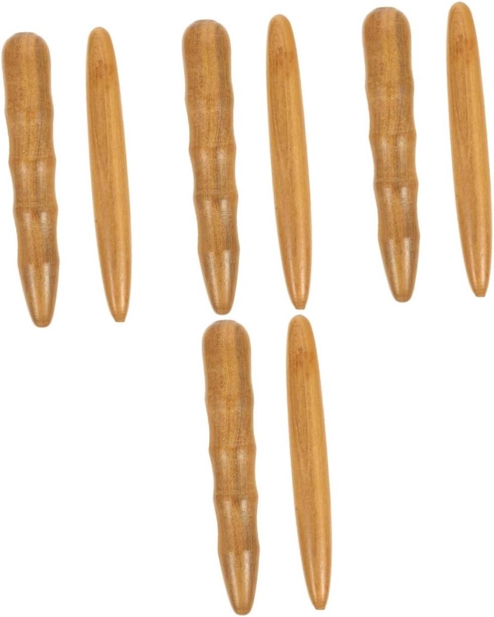 Massage Hout Set - Acupressuur Tools - Lichaam Ontspanning - Multifunctioneel Ontwerp - 8 Stuks - Lichtbruin