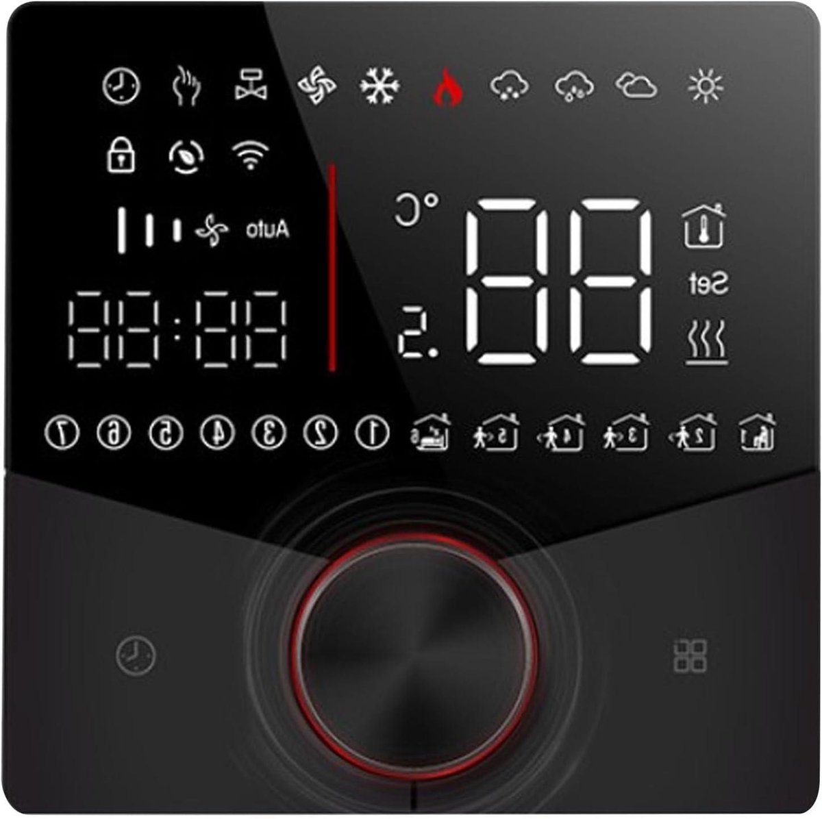 Slimme thermostaat - Digitale regelaar - Verwarming regelen - Wifi connectiviteit - 86x86mm - Zwart