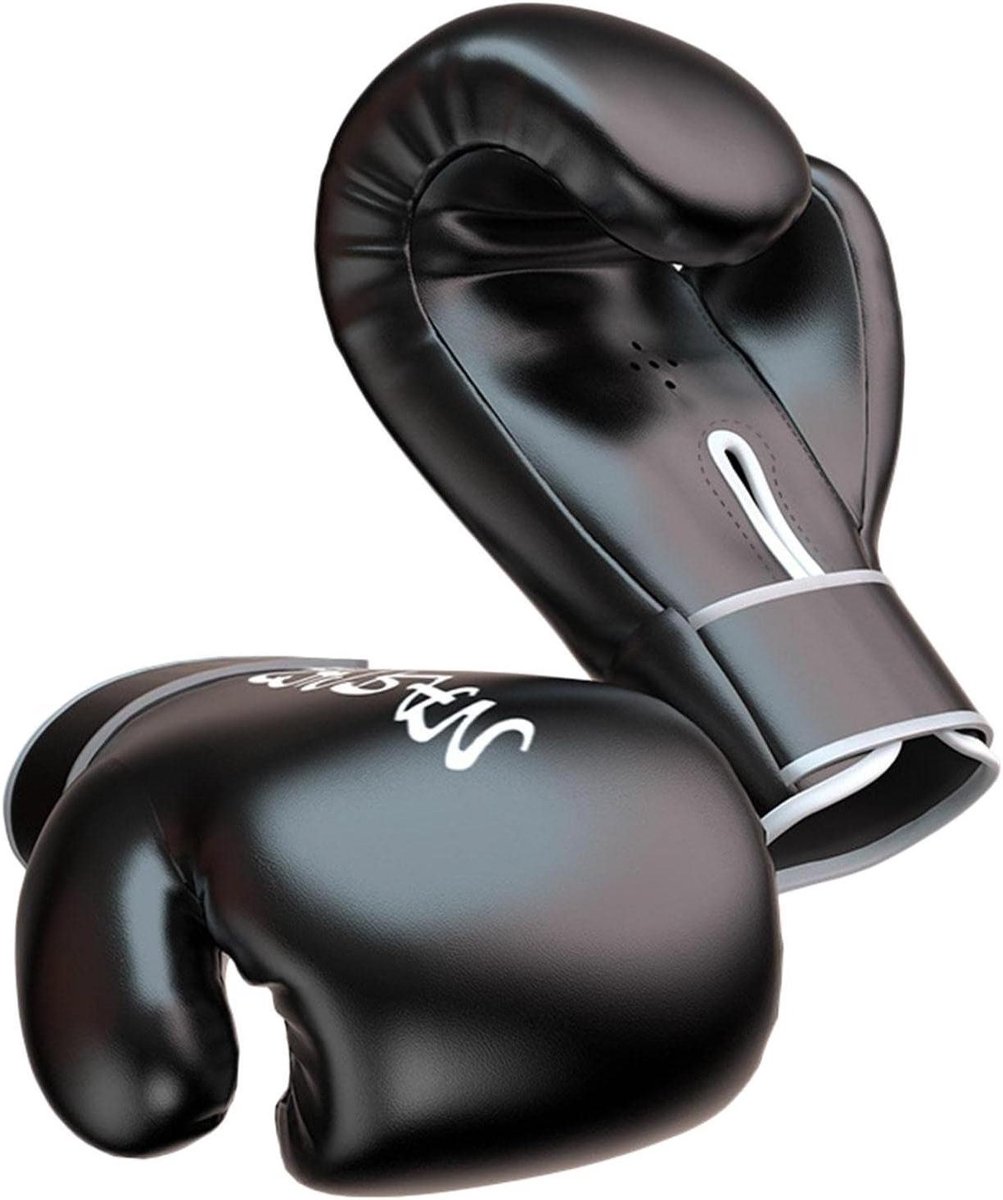 Trainingshandschoenen Boksen - Vechtsport Wanten - Sport Beoefenen - Ademende Handpalm - 10 oz - Zwart
