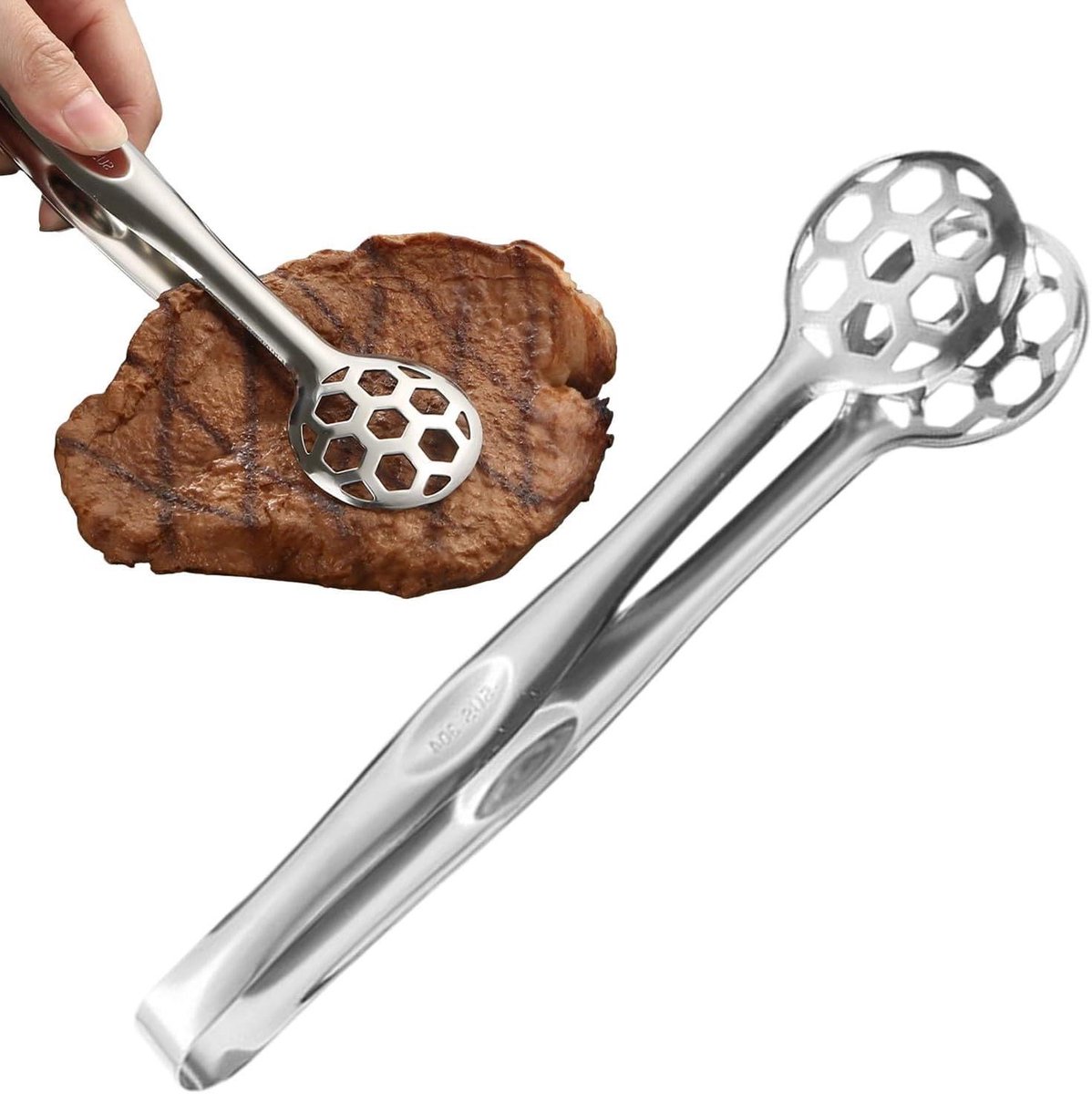 Keukentang Roestvrijstaal - Kookgerei Tang - Eten Serveren - Heavy Duty Klem - 22.5 cm - Zilver