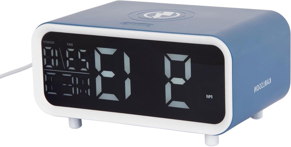 LED Alarmklok - Digitale Wekker - Opladen Telefoon - Draadloze Lader - 11 x 8.7 cm - Blauw