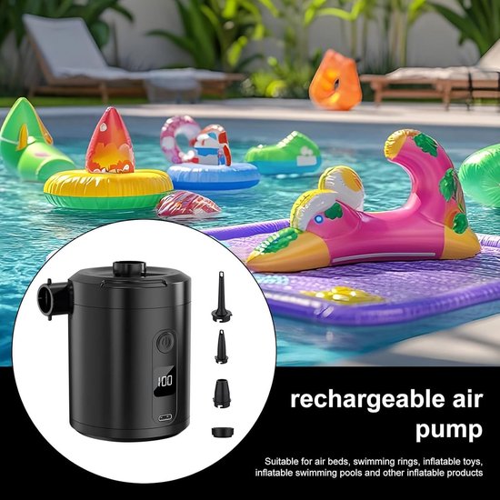Draagbare Luchtpomp - Oplaadbare Pomp - Kamperen en Reizen - Automatisch Opblazen - USB Oplaadbaar - Zwart — afbeelding 2
