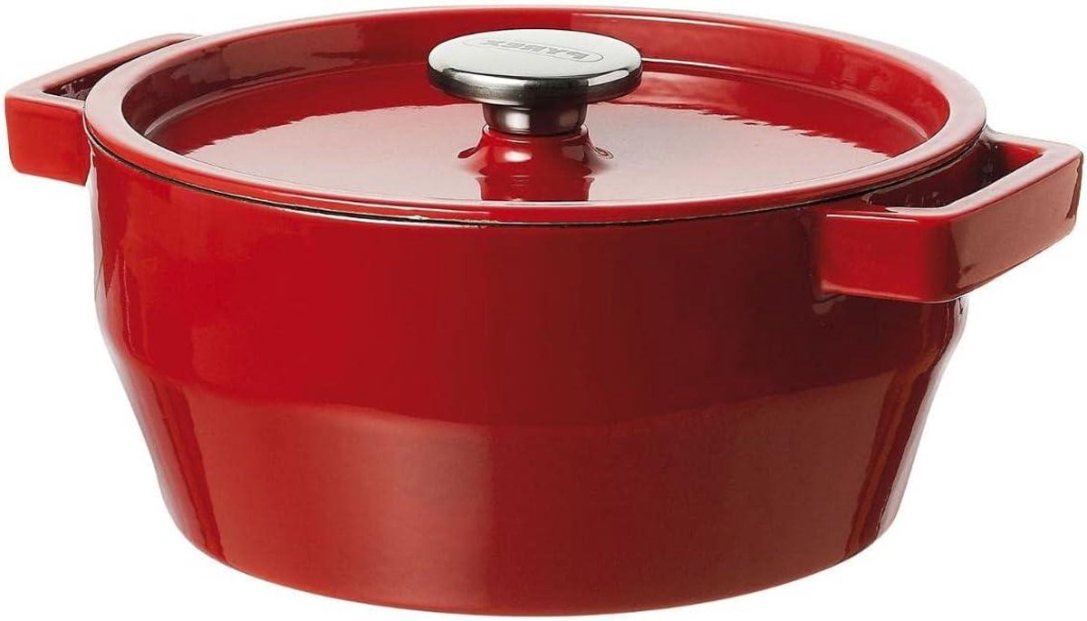 Gietijzeren Stoofpan - Ovenschaal Ronde Pan - Langzaam Garen - Gelijkmatige Warmteverdeling - 36 Liter - Rood