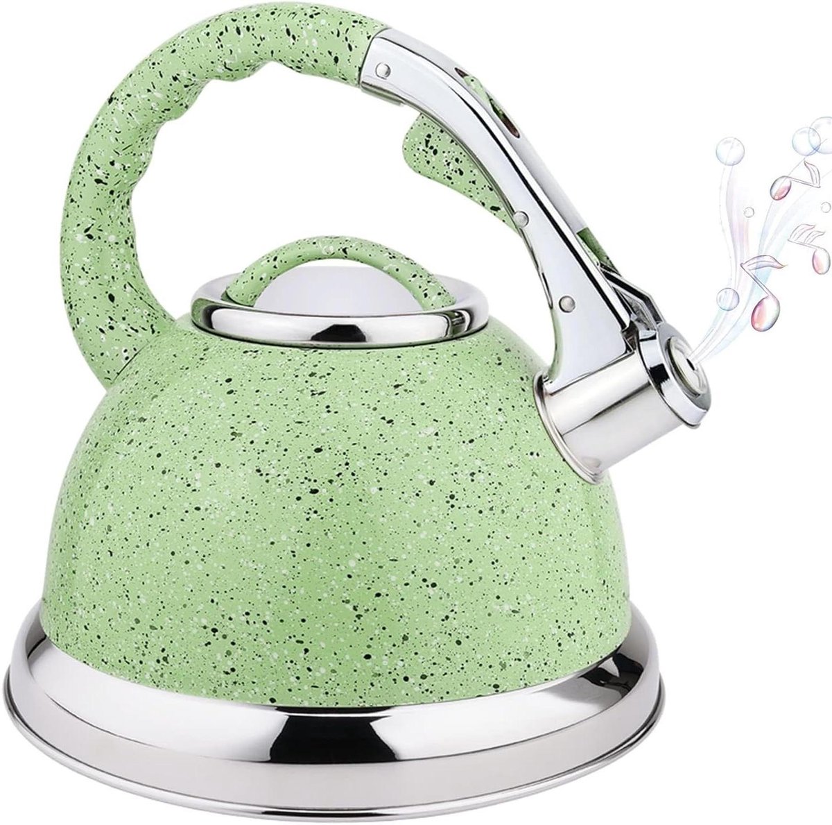 Fluitketel - Theepot RVS - Water Koken - Luid Fluitsignaal - 35 liter - Groen
