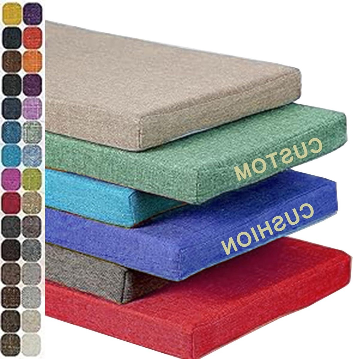 Linnen Bankkussen - Zitkussen Tuinstoel - Comfortabel Zitten - Antislip Onderkant - 60x40x3 cm - Rood