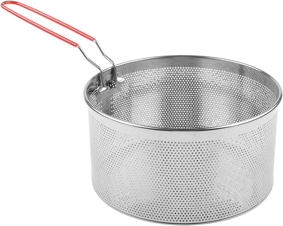 Pastamand RVS - Pastazeef Kookmand - Koken Afgieten - Afneembare Handgreep - 20 cm - Zilver