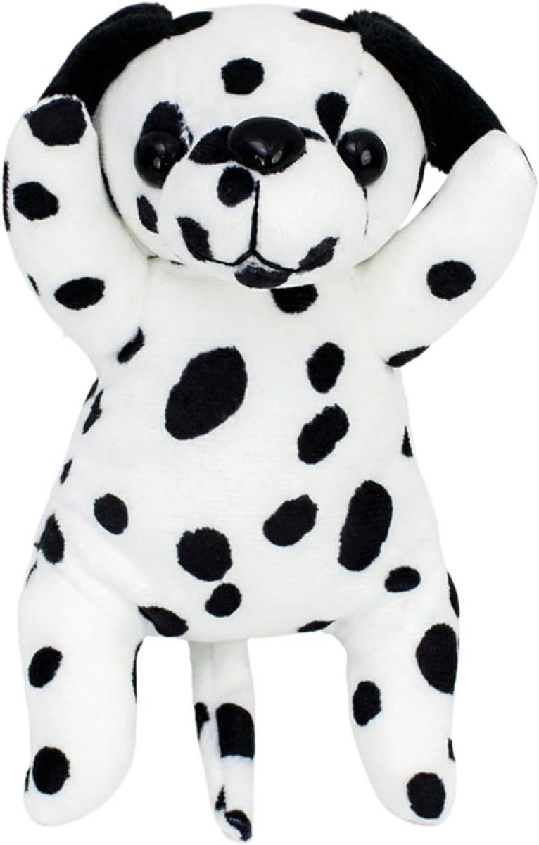 Hond Knuffeldier - Puppy Knuffel - Kinderspeelgoed - Huidvriendelijk Materiaal - 16 x 11 x 6 cm - Wit Zwart