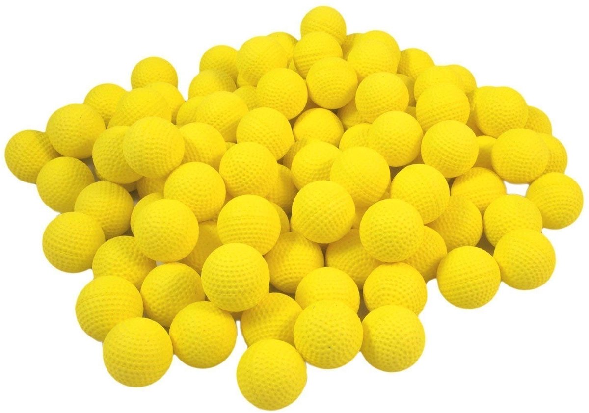 Dailygoody - Refillable Balls - 100 Stuks - Perfect voor Lange Battles - Geel - Foam Ammunition - 22mm