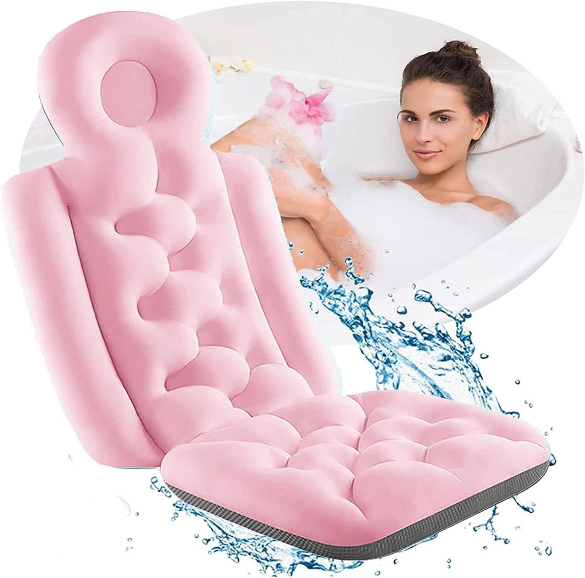 Badkussen Lichaam - Badkussen Badkuip - Ontspannen in Bad - Ergonomische Steun - 1 Stuk - Roze