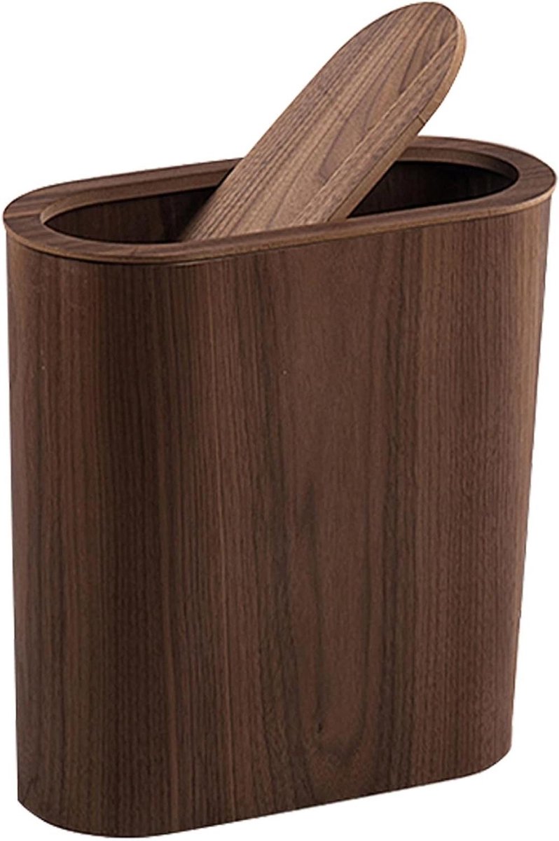 Houten Prullenbak - Afvalbak Papierbak - Ruimte Opruimen - Elegante Houtlook - 1700 Gram - Bruin