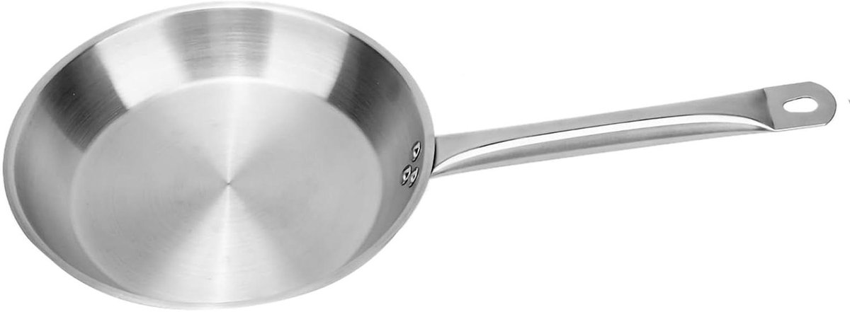 Roestvrijstalen Koekenpan - Steelpan Koekenpan - Koken en Bakken - Gelijkmatige Warmteverdeling - 26 cm - Zilver
