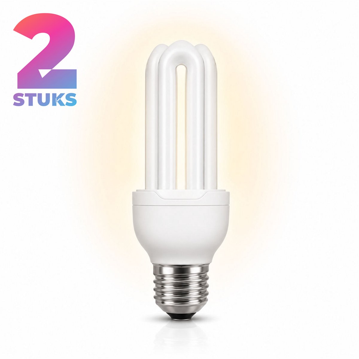 2x Stick Spaarlamp E27 - 18W - Daglicht (6400K) - 900 lm - 10 jaar - Niet Dimbaar