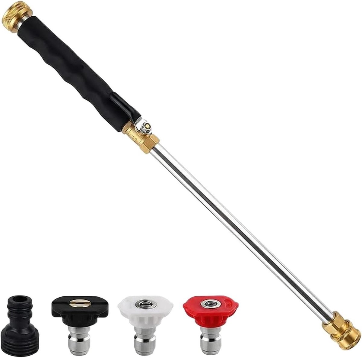 Hogedrukspuit Tuinslang - Reinigingsspuit Wand - Buiten Schoonmaken - Messing Aansluiting - 48 cm - Zwart
