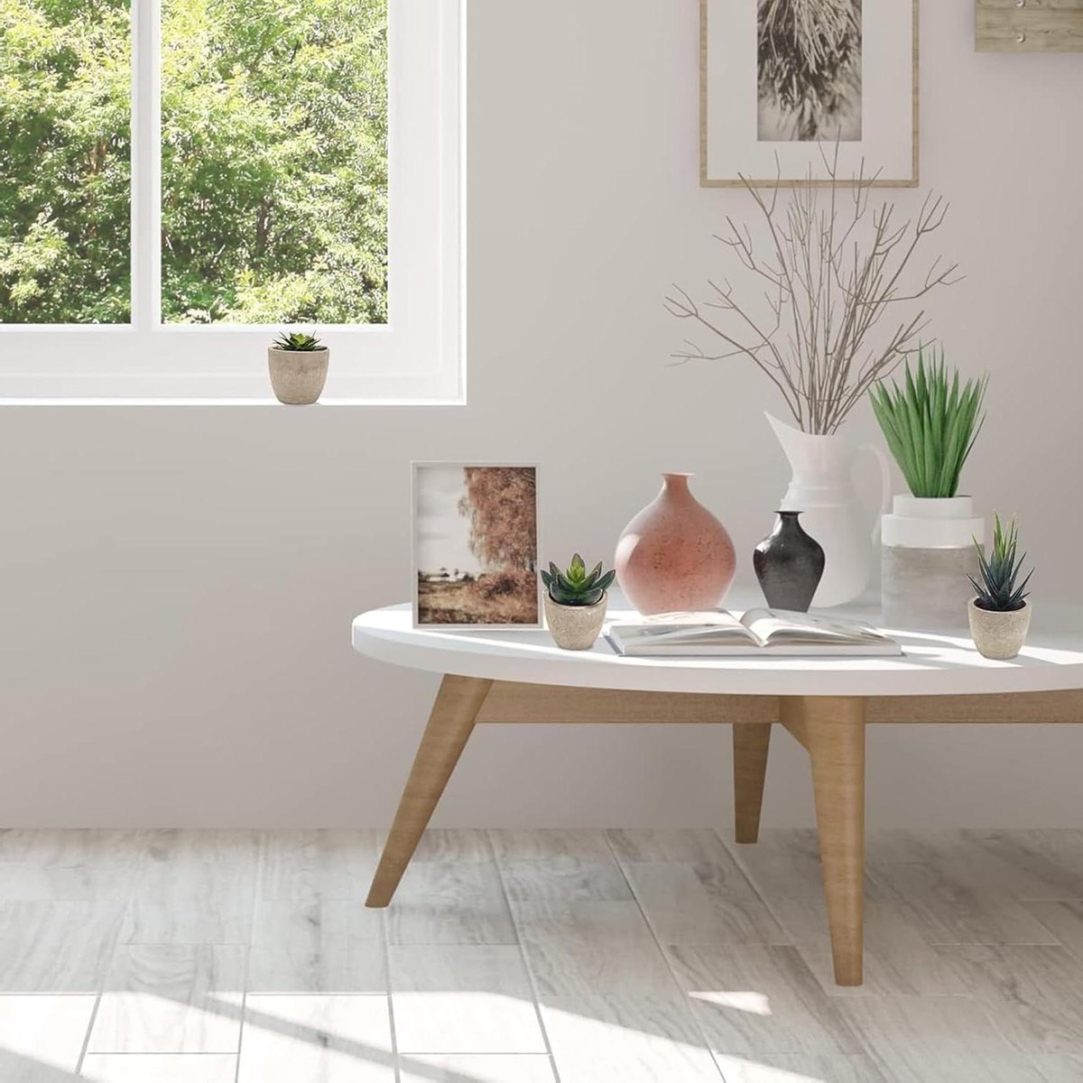 SnelShoppen - Kunstplanten Set van 3 voor Woonkamer, Slaapkamer, Badkamer, Keuken, Kantoor - Eucalyptus, Rozemarijn en Succulenten - Realistische Deco