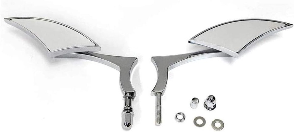 Universele Aluminium Achteruitkijkspiegels voor Motoren - Zijkanten voor Cruiser, Bobber en Chopper Motorrijders (Zilver)