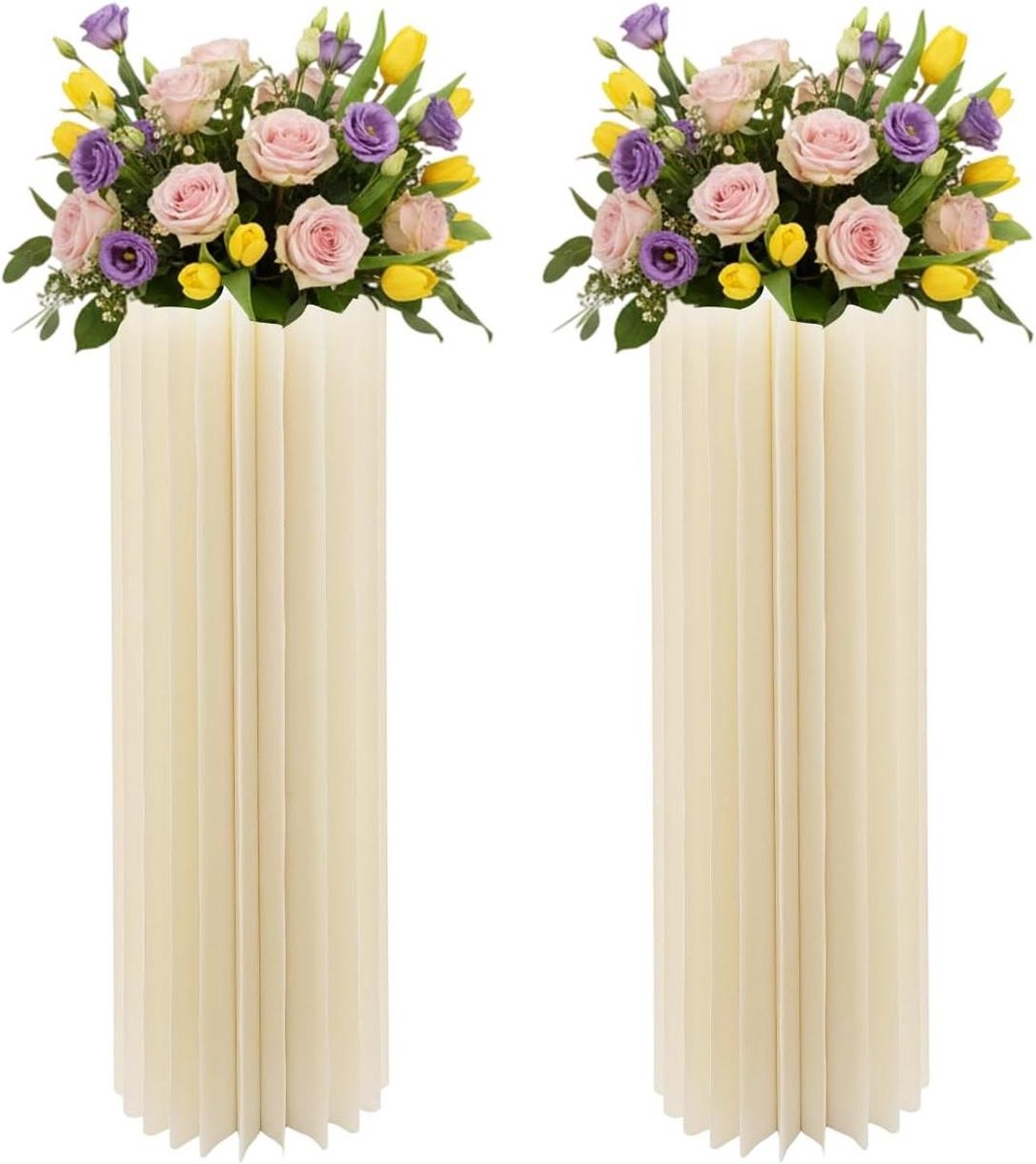 Bruiloft Vazen - Bloemenstandaards - Decoratie - Set van 2 - 100 cm hoog - Wit
