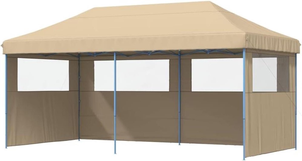 Opvouwbare Partytent - Pop-up Tent - Buitenfeesten organiseren - Snel op te zetten - 580 x 292 cm - Beige