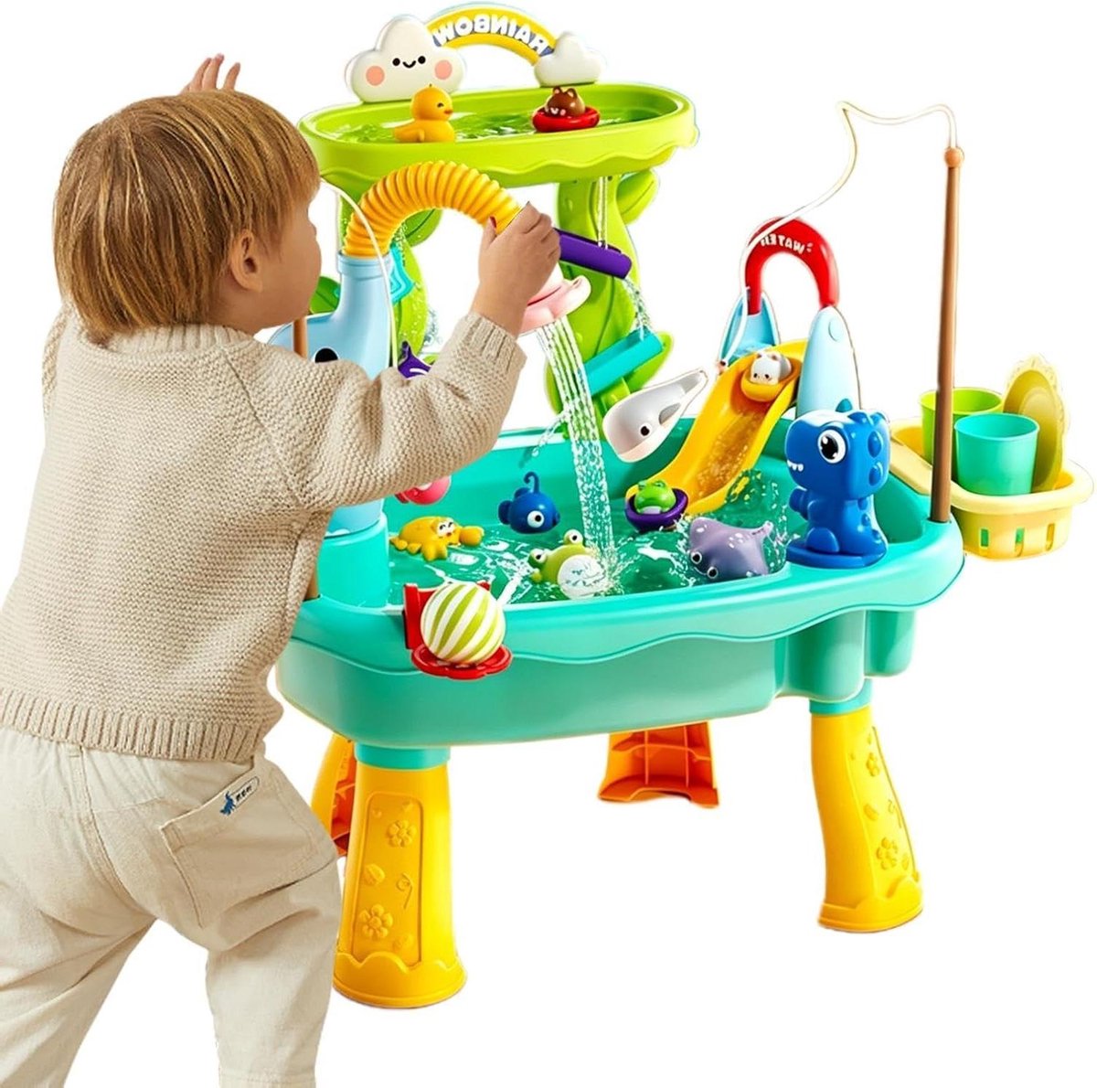 Watertafel Met Pomp - Waterspeeltafel Buitenspeelgoed - Kinderspel Stimuleren - Automatische Waterpomp - 45 x 15 x 33 cm - Groen