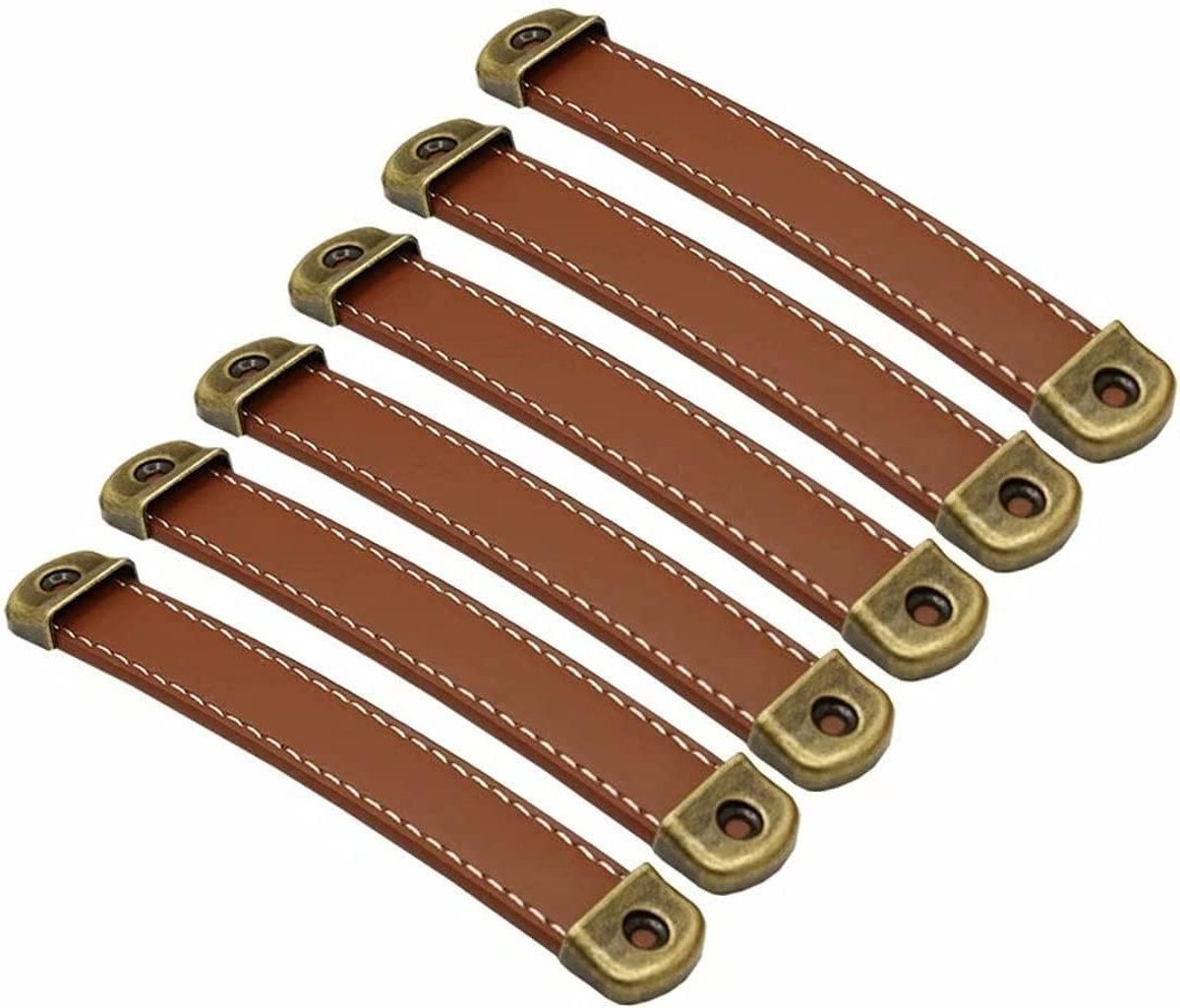 Set van 6 Leren Handgrepen 160mm voor Keukenkastjes, Moderne Keukenhandgrepen van Leer, Duurzame en Stijlvolle Keukenaccessoires