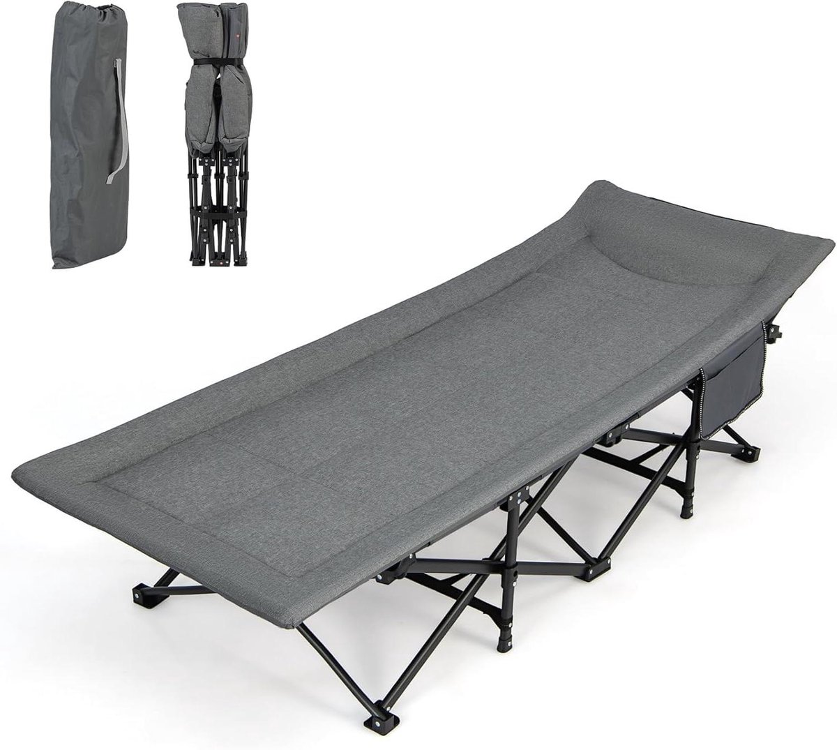 Veldbed Opvouwbaar - Campingbed Kluisbed - Kamperen Ontspannen - Stabiel Frame Tien Steunpunten - 190 x 68.5 x 38 cm