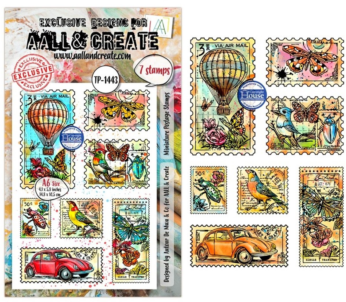 Aall & Create clearstamp A6 - Miniature postage stamps