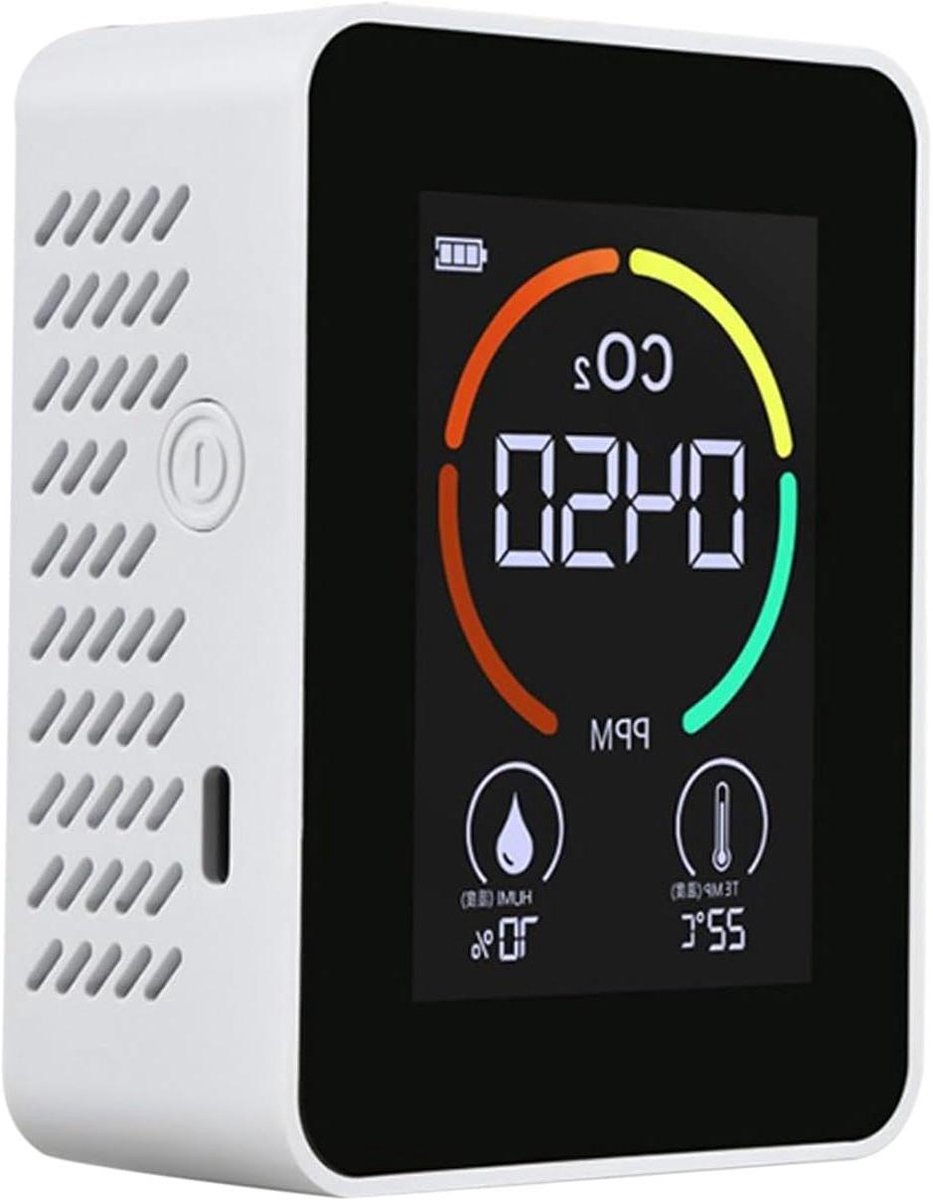 Luchtkwaliteitsdetector - CO2-meter Vochtigheidssensor - Binnenklimaat Meten - Hoge Precisie Sensoren - Compact Model - Wit