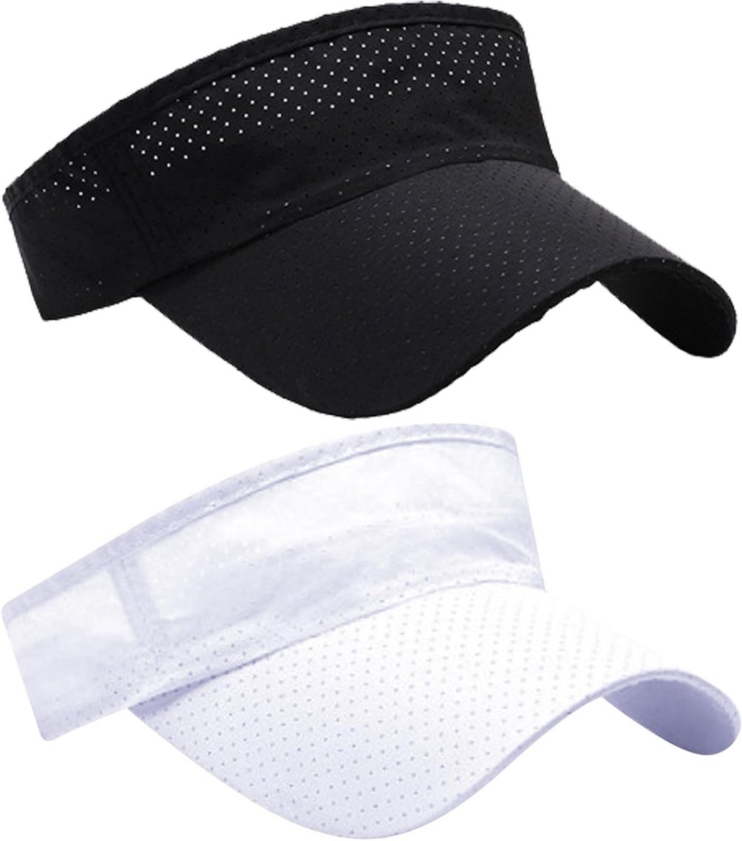 Verstelbare Zonnebril voor Mannen en Vrouwen - Unisex Zonnehoed voor Strand, Tennis en Golf - Wit en Zwart (56/60cm)