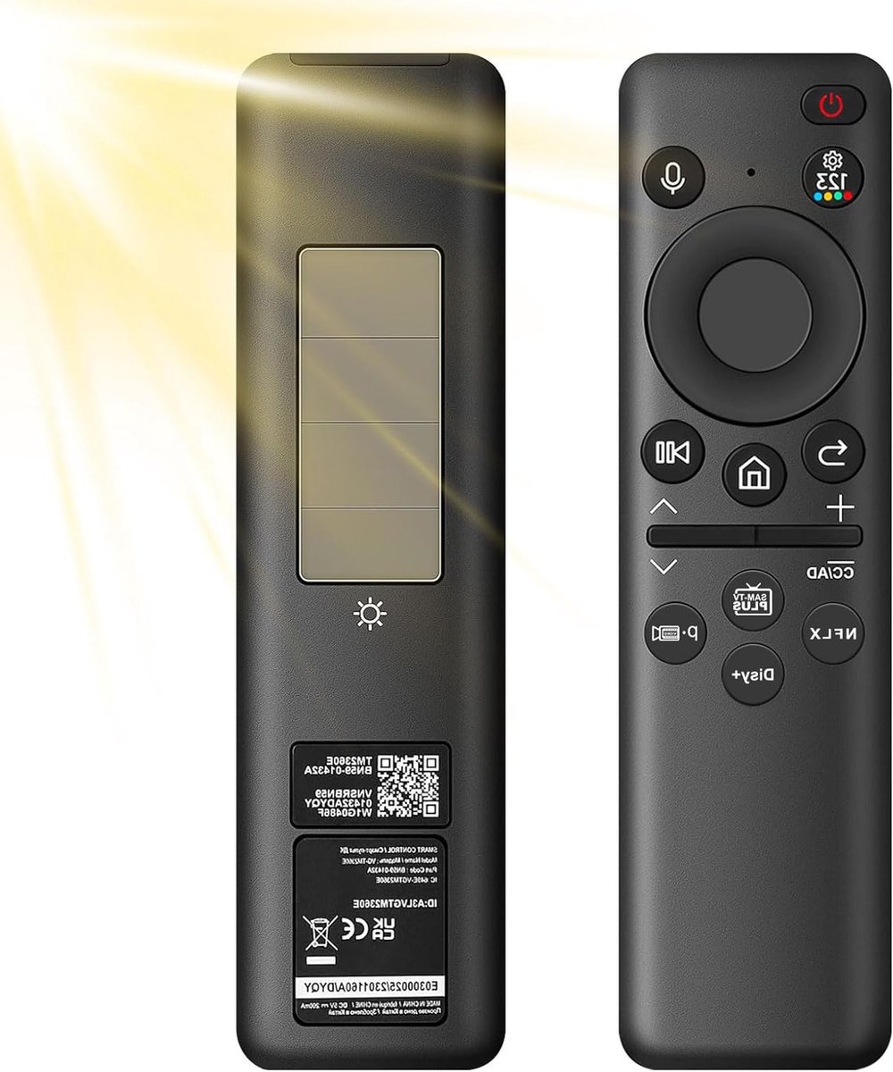 Vervangende afstandsbediening voor Smart TV's, Zonne-energie Oplaadbare Stemafstandsbediening, Universele Afstandsbediening voor Samsung TV's 2021-2023