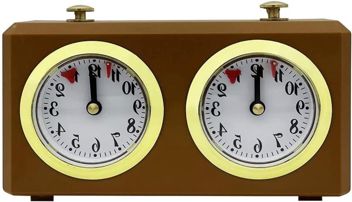 Mechanische Schaakklok - Analoge Timerklok - Schaakspel Spelen - Geen Batterij Nodig - 15x55x9cm - Zwart
