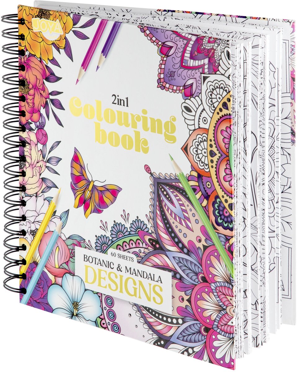 Luxe Kleurboek voor Volwassenen - Thema Botanisch & Mandala Designs - Ringbinding met Uitscheurbare Pagina’s - 60 Kleurplaten van 24,6 x 19,2 cm - 280 grams - Volwassen Kleurboek - Tekenen & Kleuren - Joya Creative — afbeelding 3