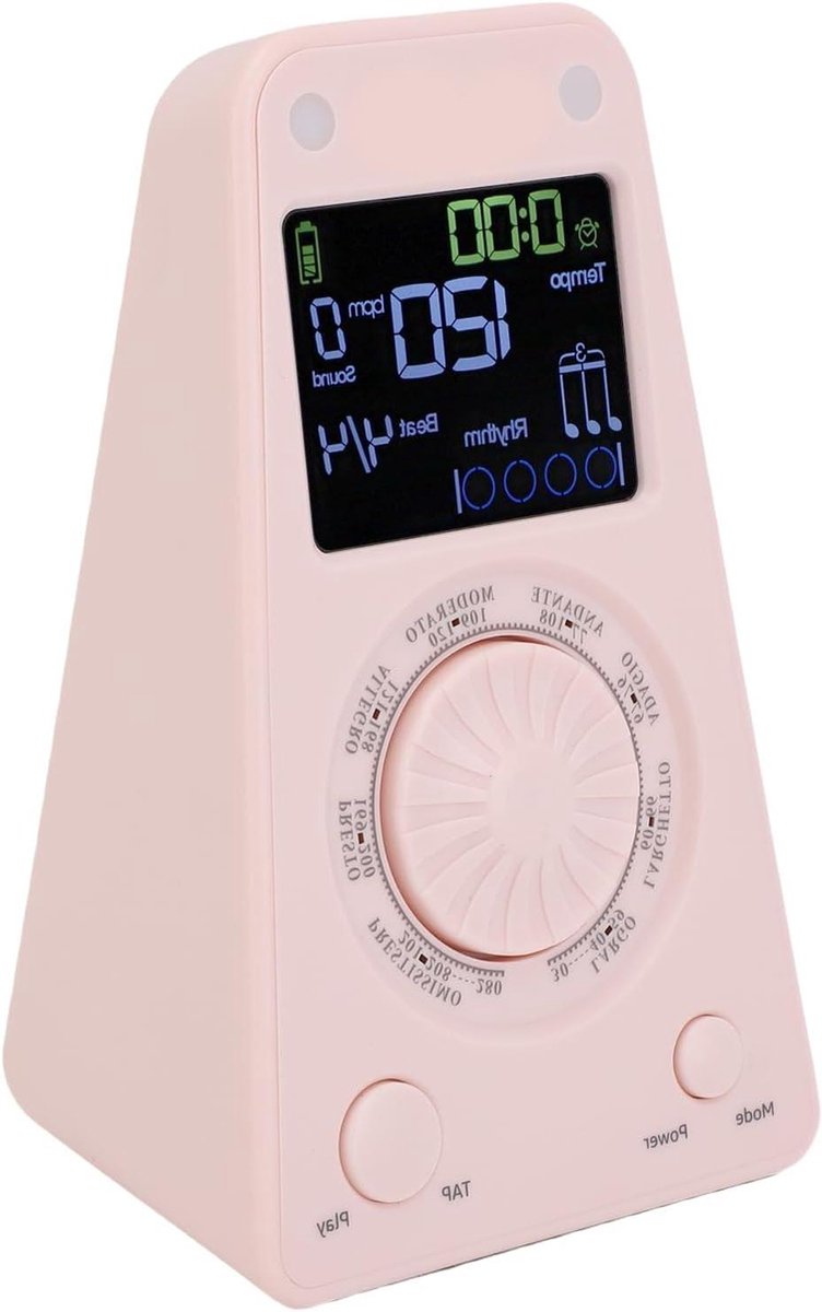 Digitale Metronoom - Elektronische Ritmehulp - Muziek Oefenen - Ingebouwde BT Speaker - 13x8x7 cm - Roze