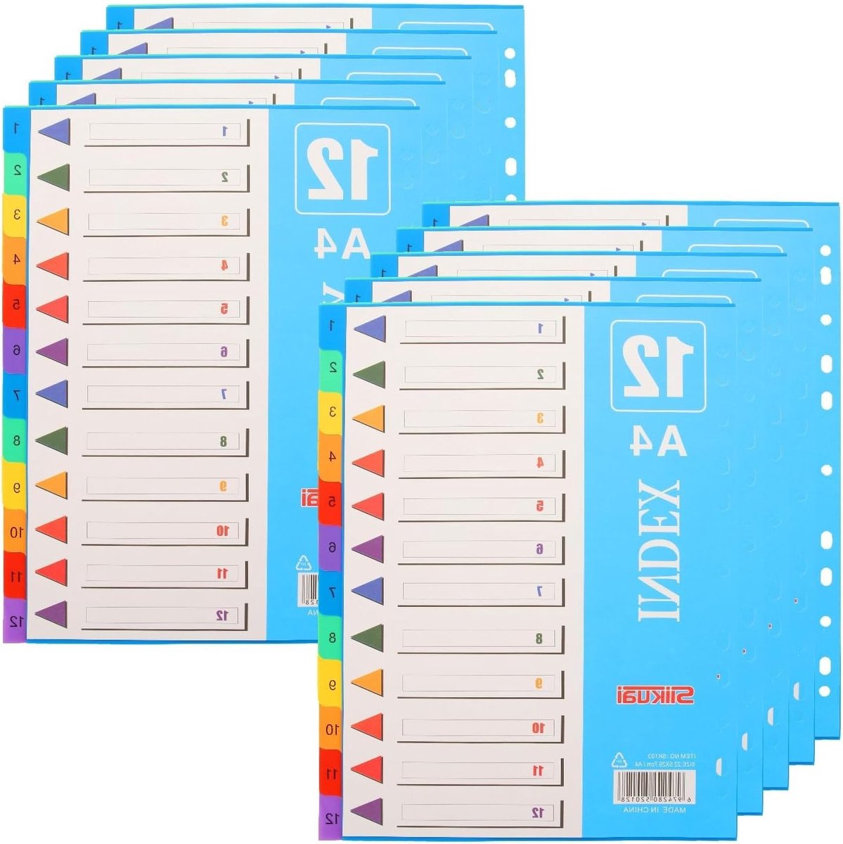 Set van 10 tabbladen voor A4 mappen, 12-delige tabs voor organisatie, duurzame PP tabbladen voor archivering