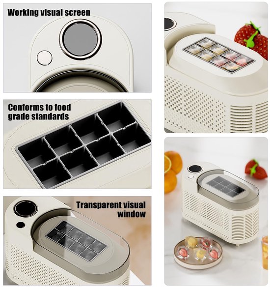 Mini IJsblokjesmachine - Compacte IJsmaker - Drankjes Koelen - Dubbele IJsvormen - 8 kubussen per 10 min - Wit van MINI — afbeelding 2