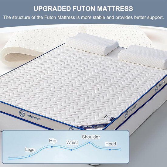Futon Matras - Japanse Vloermatras Opvouwbaar Kussen - Comfortabel Slapen - 5-Laags Comfort Kern - 100 x 200 cm - C — afbeelding 2